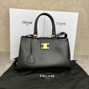 一比一赛琳CELINE APPOLINE 中号柔软牛皮革手袋 114963黑色