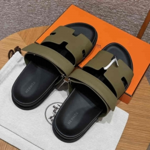 A货爱马仕老舅鞋HERMES 180 CHYPRE SANDAL 老舅鞋 军绿色/army green 小羊皮/Natural lambskin lininh