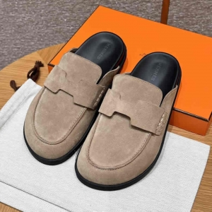 高仿一比一爱马仕穆勒鞋190 Go 穆勒鞋 沙米色/Beige Sable 麂皮小牛皮/Suede calf leather